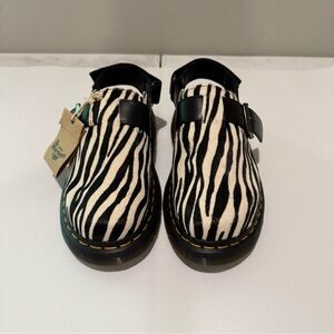 Dr Martens Jorge II slingback mule with Zebra hair pattern